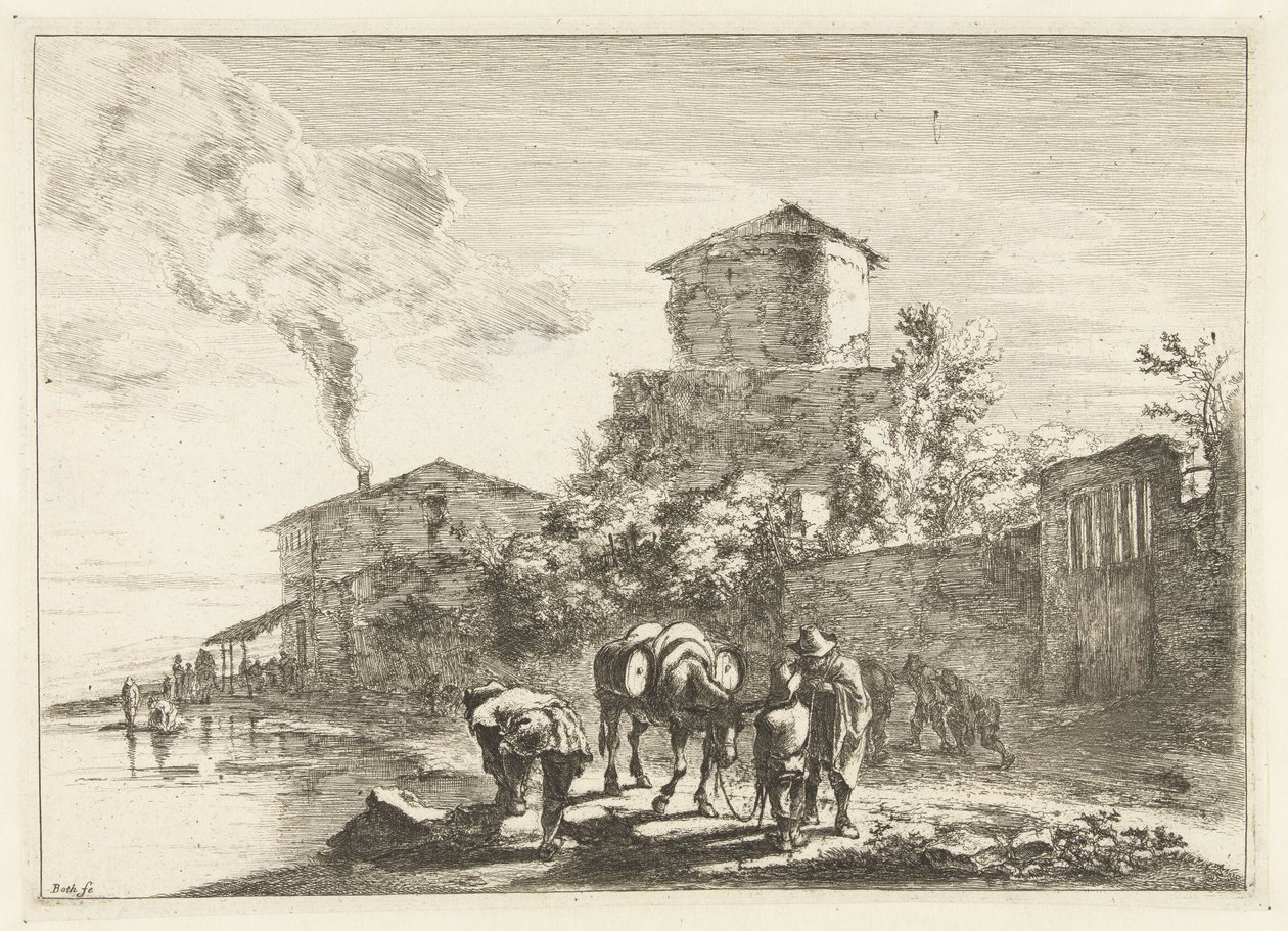 Uomini e un mulo sulla Via Appia (Paesaggi nei dintorni di Roma) da Jan Both