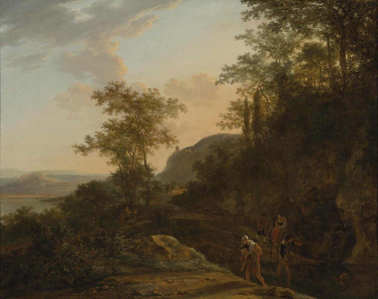 Paesaggio meridionale con viaggiatori a un guado da Jan Both