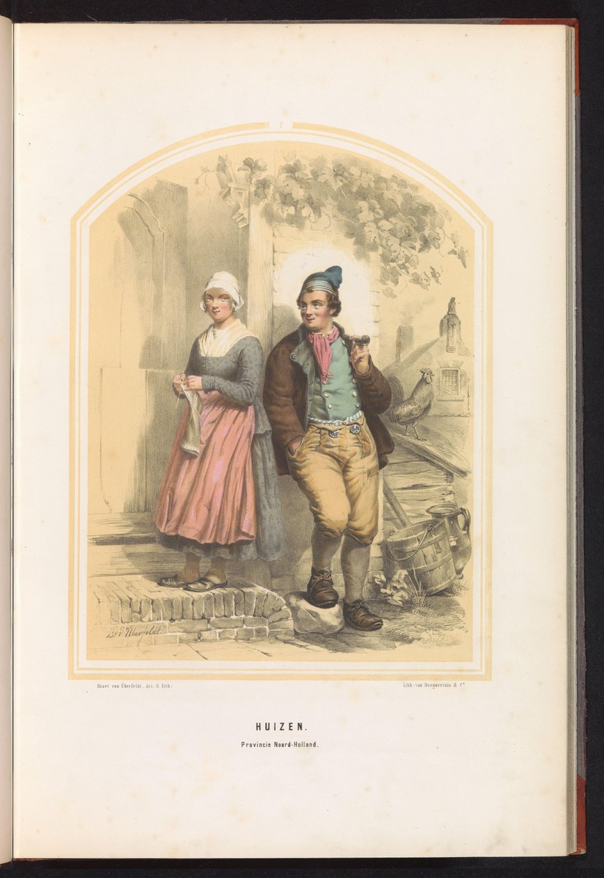 Costume tradizionale di Huizen in Noord-Holland, 1857 da Jan Braet von Uberfeldt
