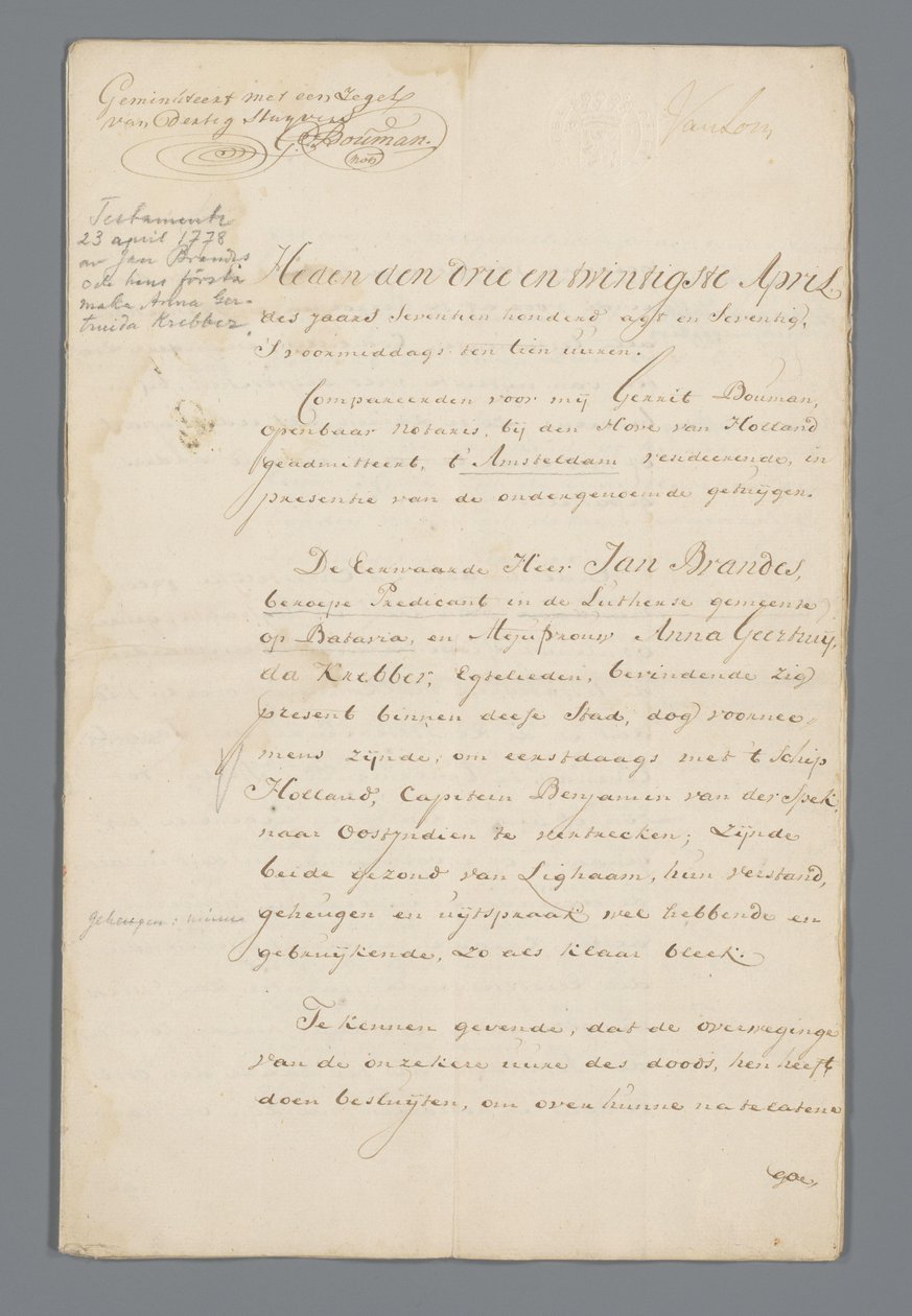 Testamenti di Brandes da Jan Brandes