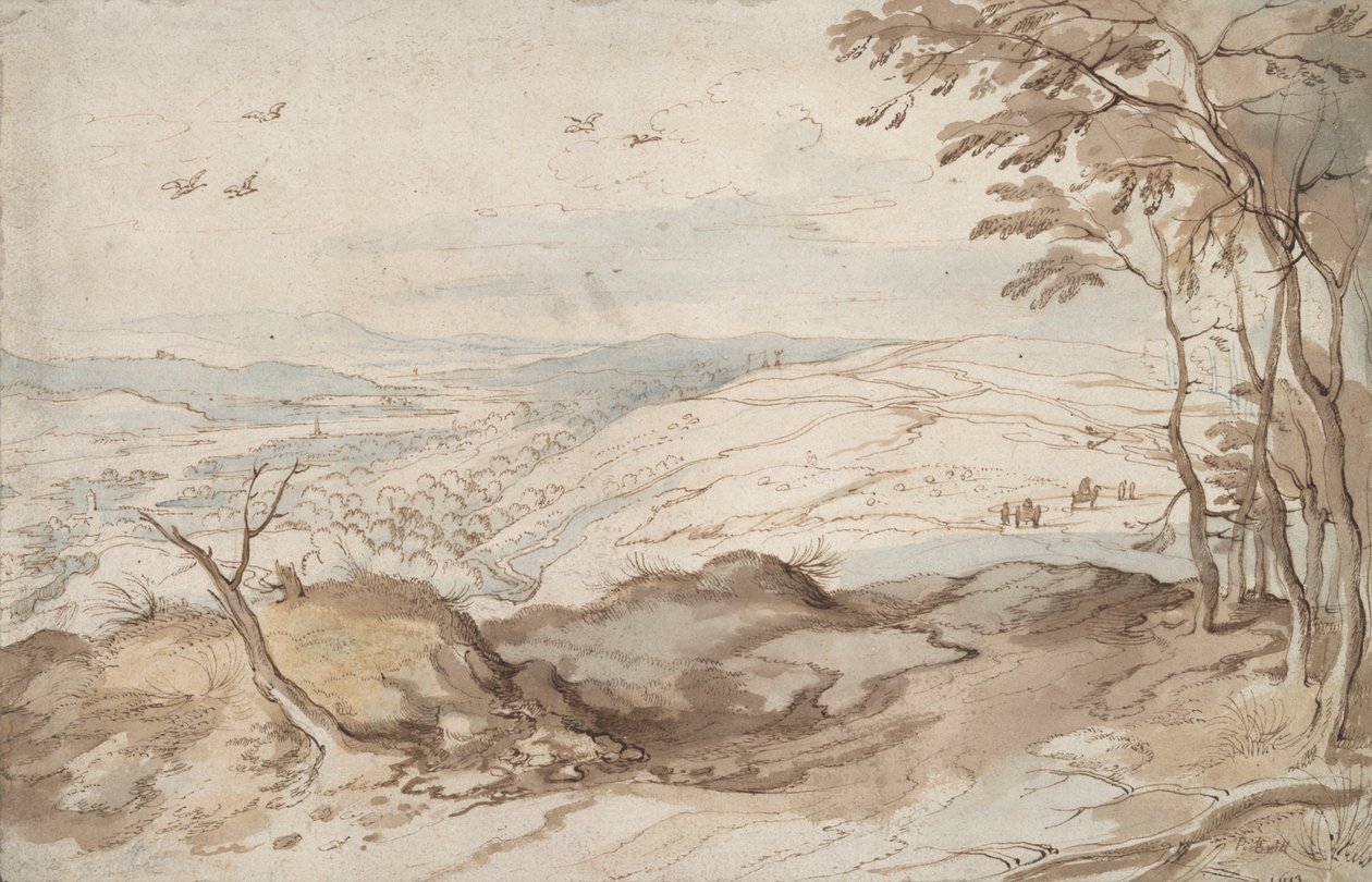 Paesaggio montuoso con vista su una valle da Jan Brueghel the Elder