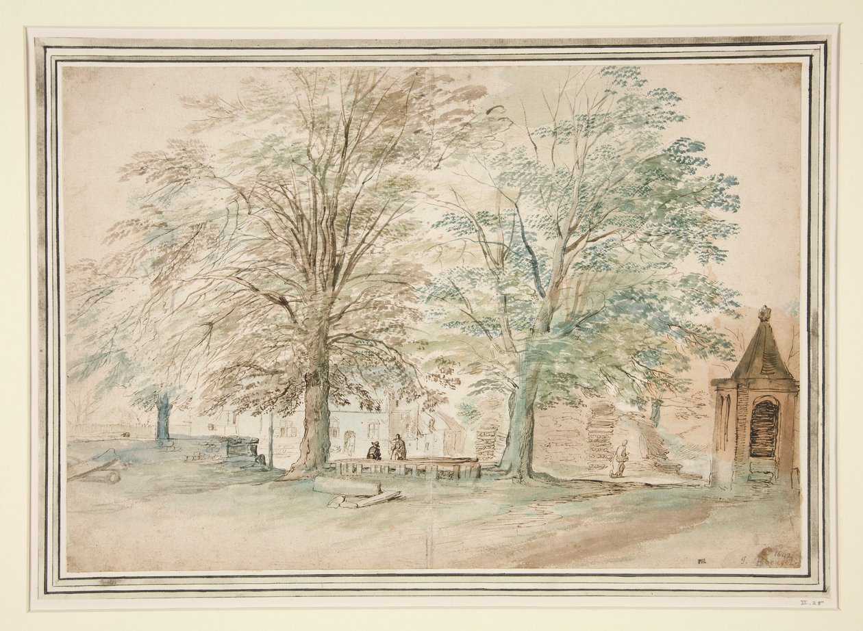 Luogo di incontro del villaggio sotto due vecchi alberi da Jan Brueghel the Elder