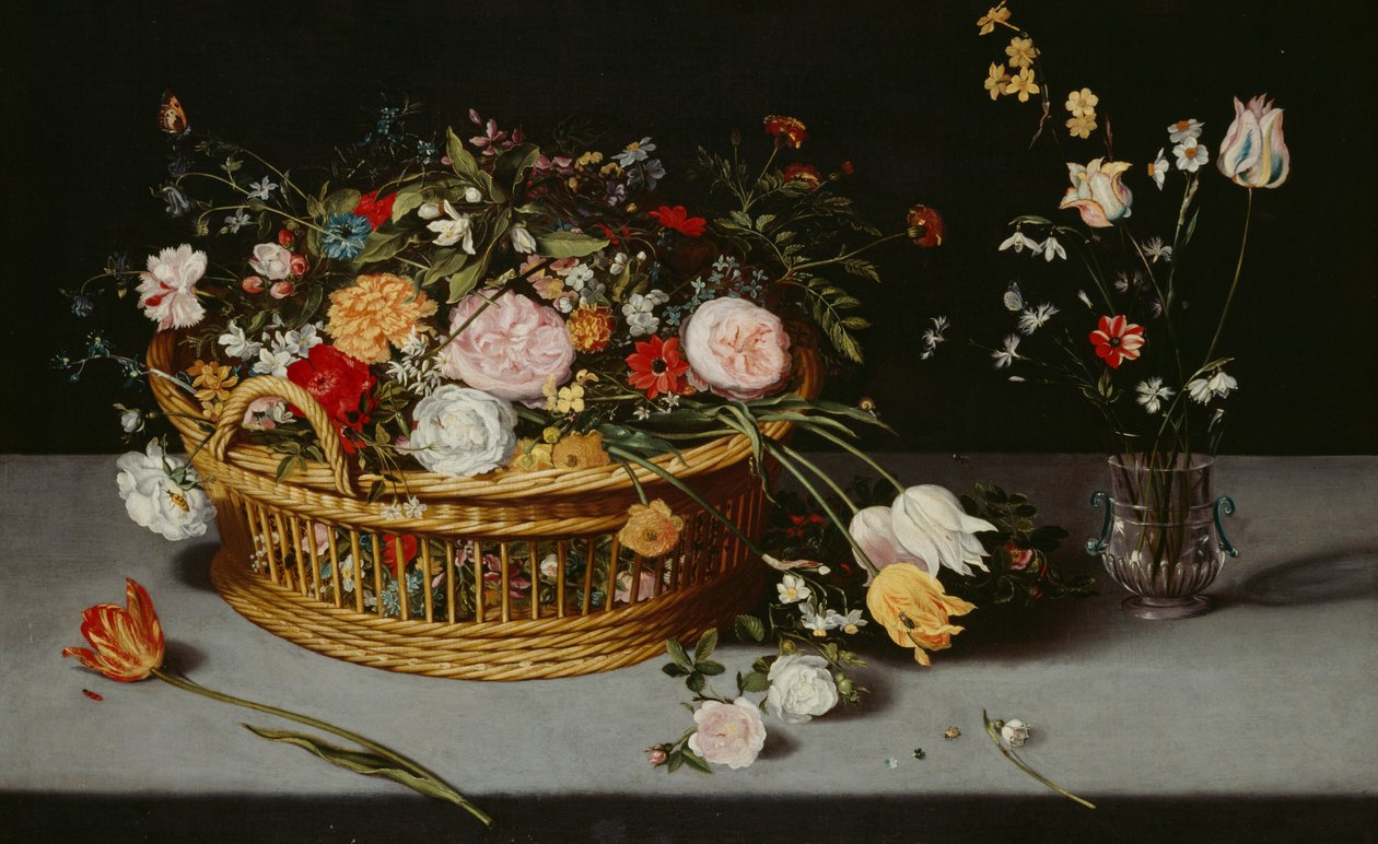 Natura morta con cesto e vaso di fiori da Jan Brueghel the Younger