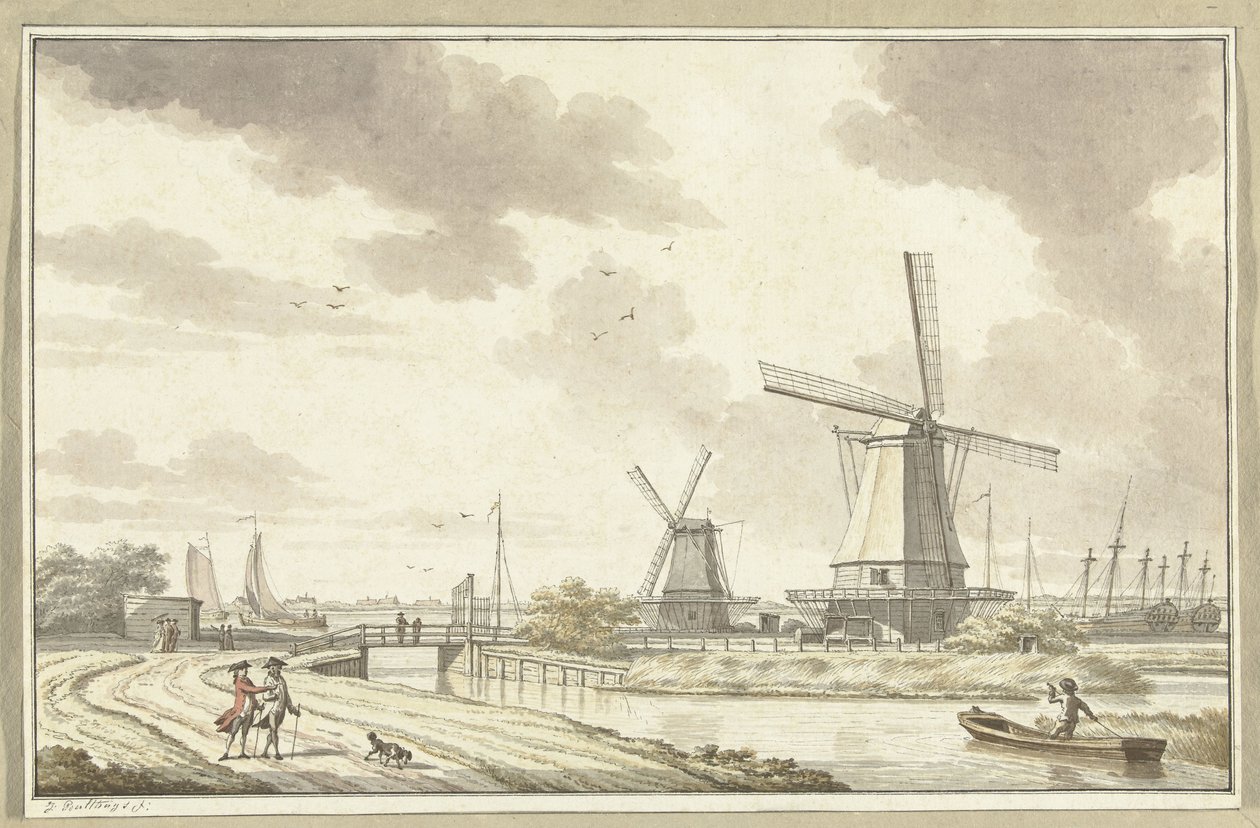 Veduta di Zandhoek, fuori Haarlemmerpoort ad Amsterdam da Jan Bulthuis