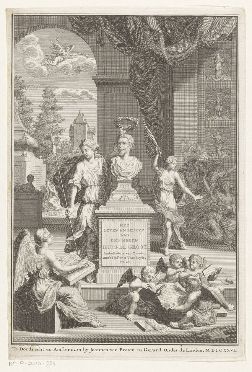 Busto di Ugo Grozio incoronato da Vittoria da Jan Caspar Philips
