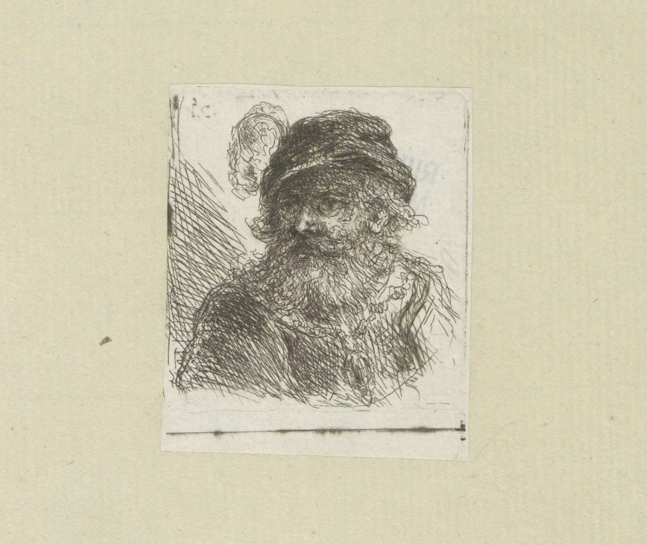 Uomo barbuto con cappello piumato da Jan Chalon