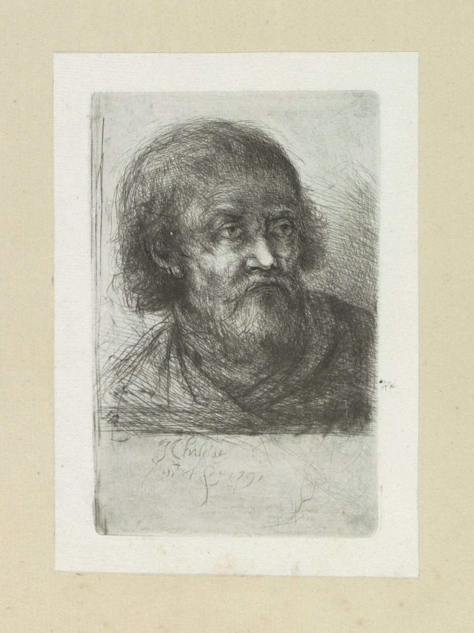Uomo barbuto, verso destra da Jan Chalon