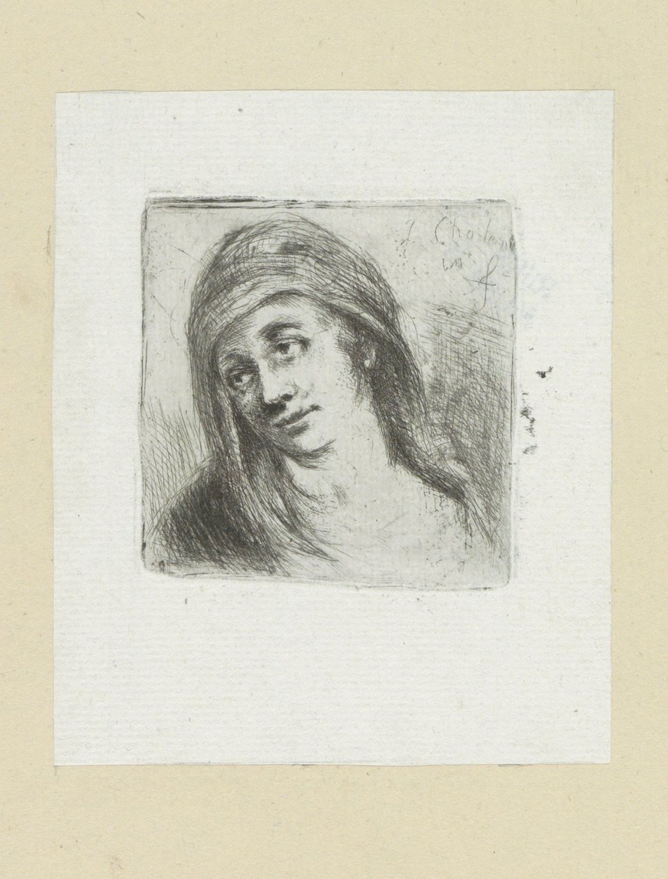 Giovane donna con fazzoletto da Jan Chalon