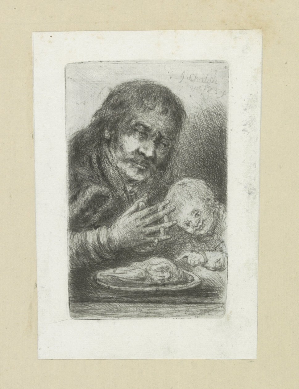 Uomo e bambino a tavola da Jan Chalon
