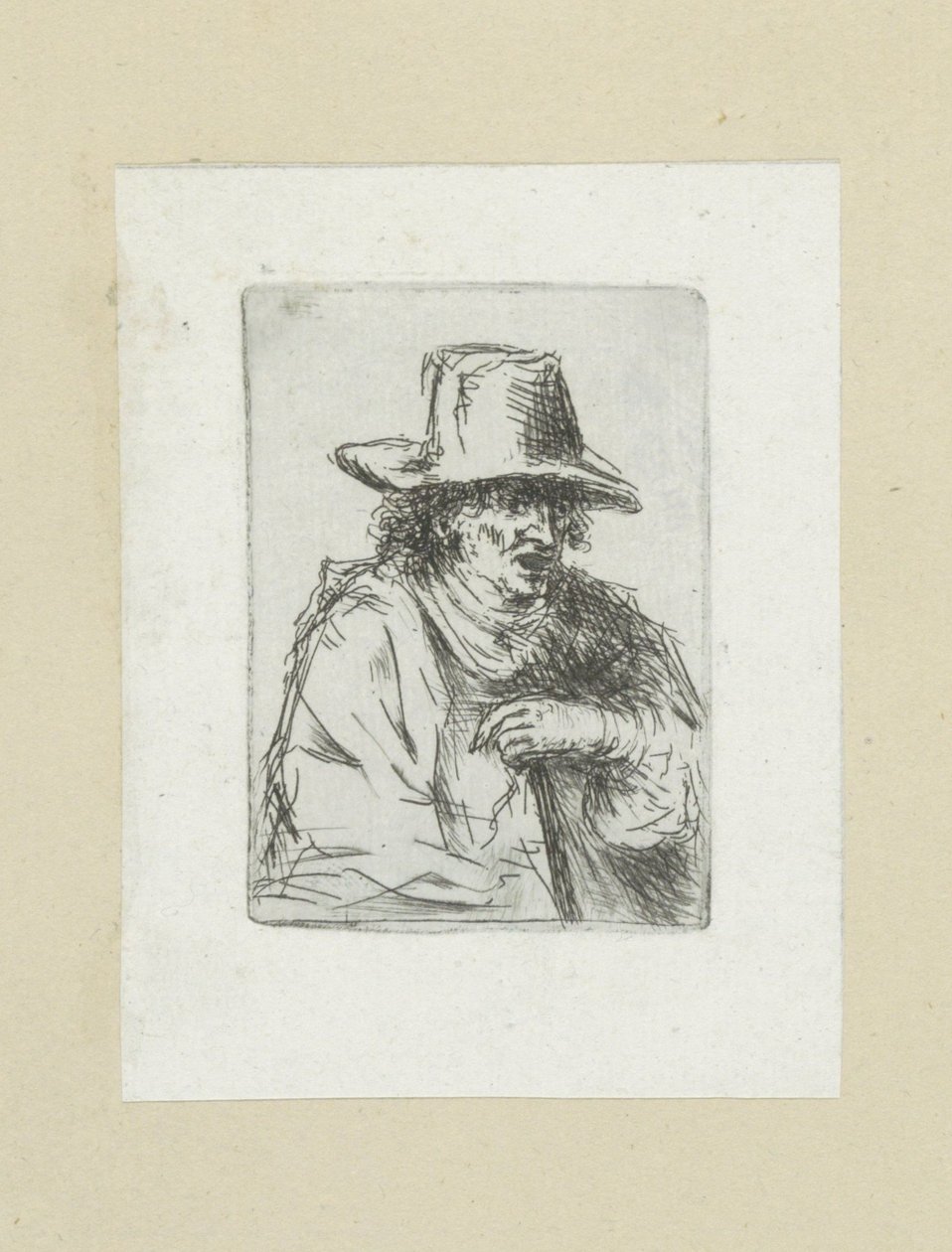 Uomo con cappello alto e bastone da Jan Chalon