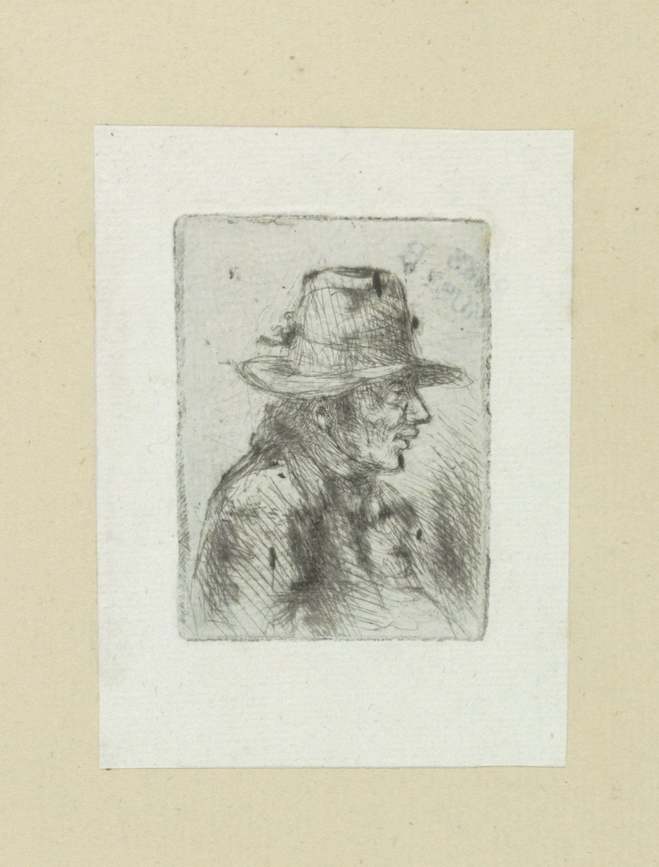 Uomo con cilindro, verso destra (serie: The Compleat Work of Etchings by John Chalon) da Jan Chalon