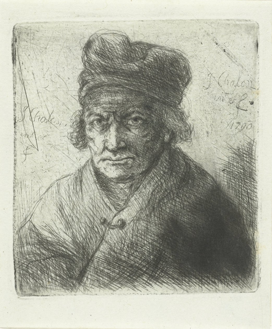 Vecchio con berretto da Jan Chalon