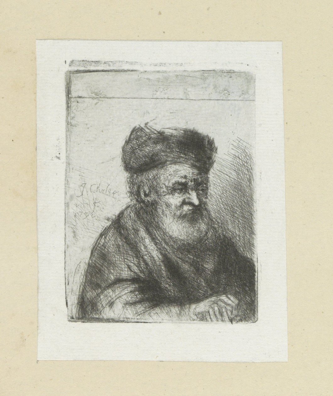 Vecchio uomo con le mani giunte da Jan Chalon