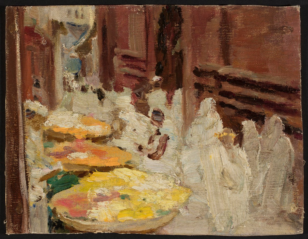 Benares. Mercato dei fiori per la vacca sacra. Da un viaggio in India da Jan Ciągliński