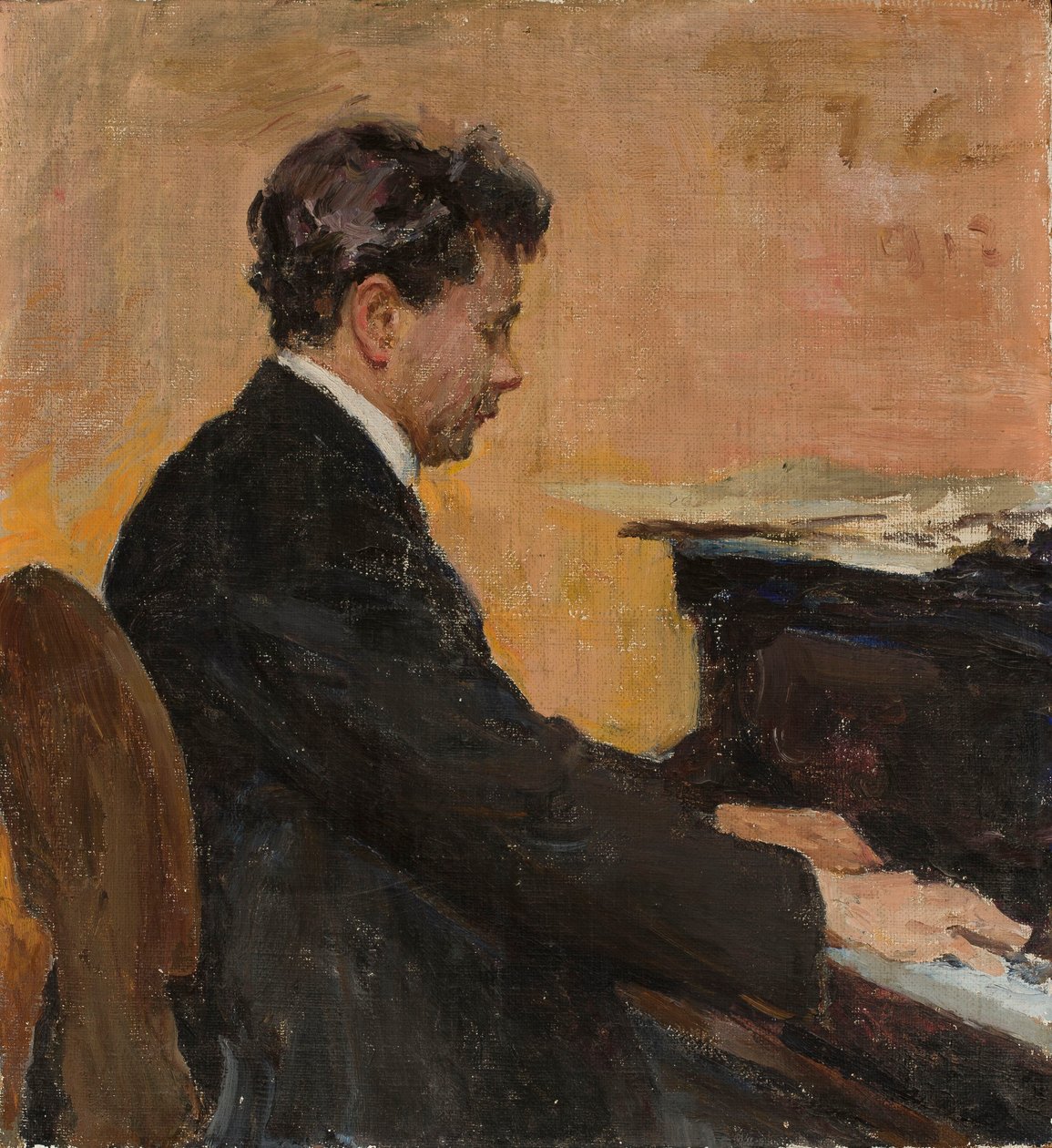 Ritratto di Józef Hofmann al pianoforte da Jan Ciągliński