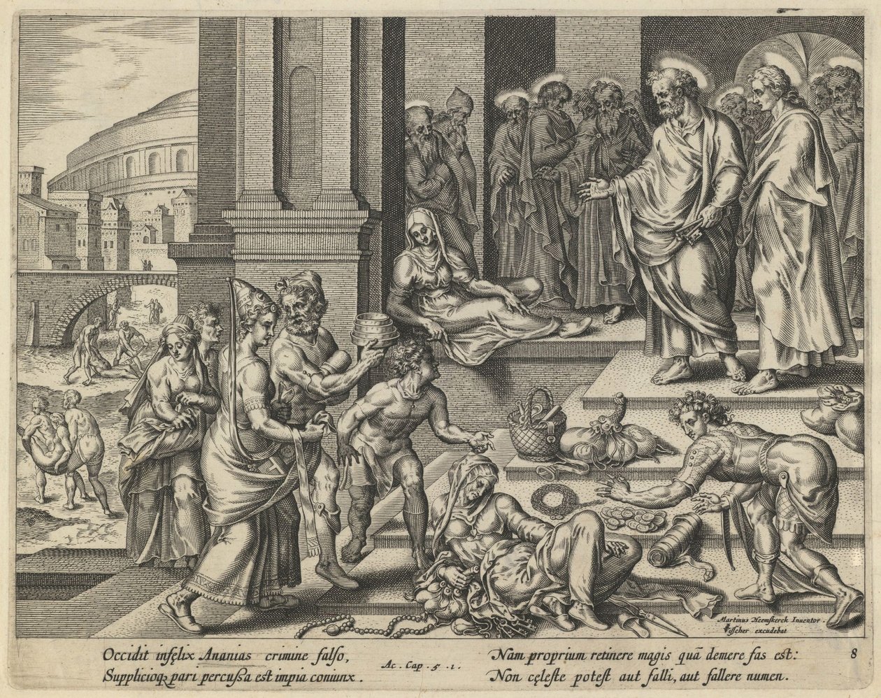 La parabola di Anania e Saffira, inizio XVII secolo da Jan Claesz Visscher