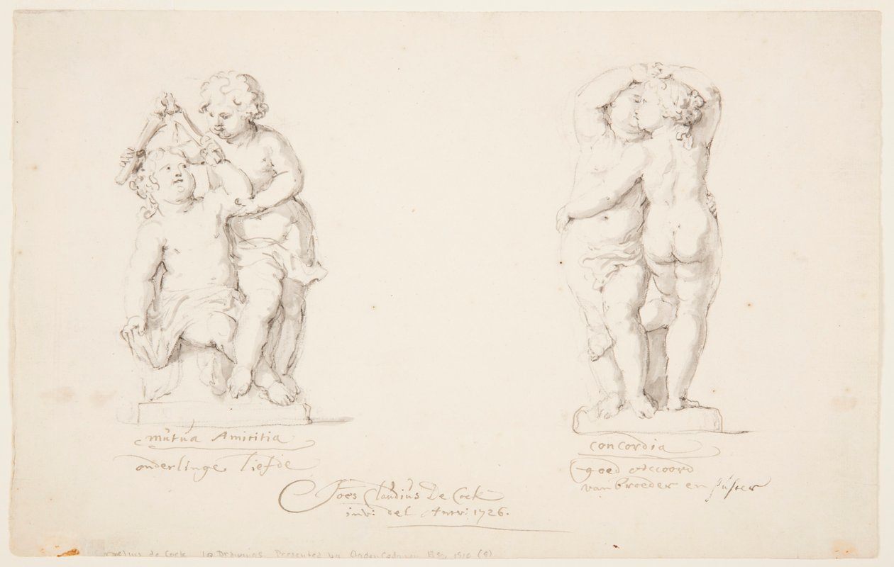 Disegno, Progetti per un gruppo statuario: "Amicizia", "Accordo", 1726 da Jan Claudius de Cock