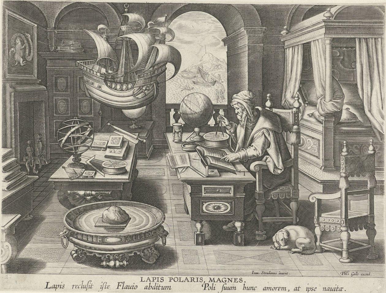 Invenzione della bussola da Jan Collaert (II) (attributed to)