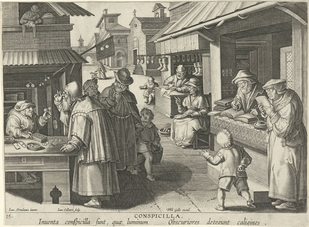 Negozio di occhiali (Conspicillia, Nuove invenzioni e scoperte, Nova Reperta) da Jan Collaert (II)