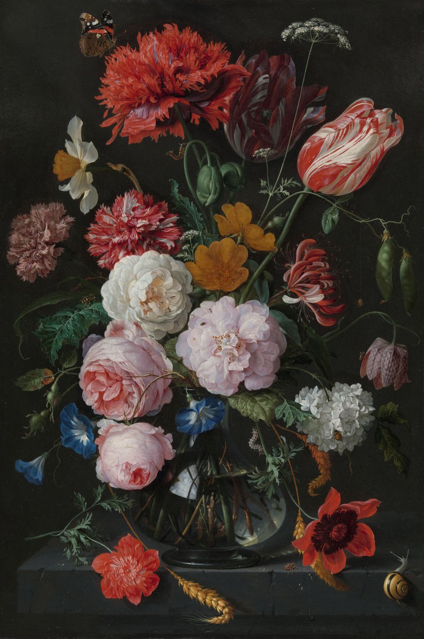 Natura morta con fiori in un vaso di vetro da Jan Davidsz. de Heem