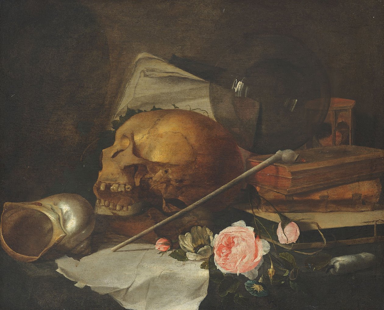 Natura morta con teschio, 1650 circa (olio su tela) da Jan Davidsz. de Heem