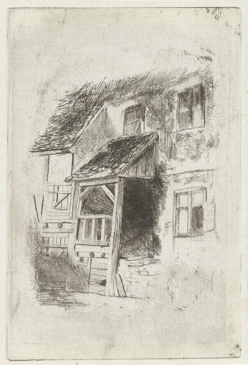 Facciata di una casa con un ingresso coperto da Jan Diederikus Kruseman