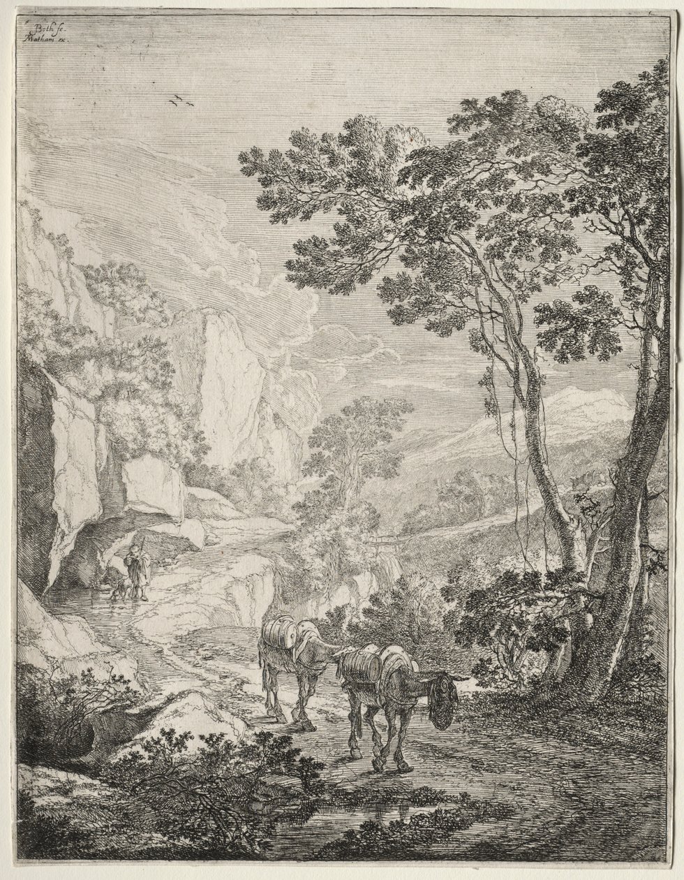I Due Muli. Rocca Aquatico vicino ad Ancona da Jan Dirksz Both