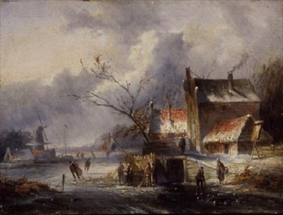 Paesaggio invernale con pattinatori da Jan Evert Morel