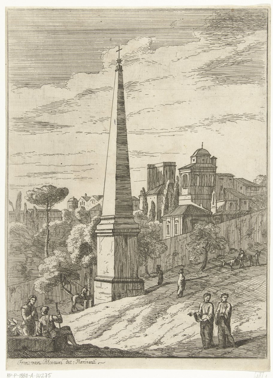 Paesaggio italianizzante con obelisco e vista sulla città da Jan Frans van Bloemen