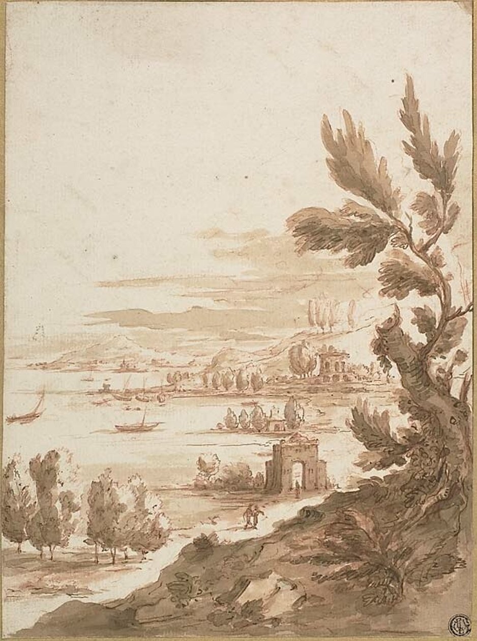 Vista dalla collina con vista sul porto da Jan Frans van Bloemen