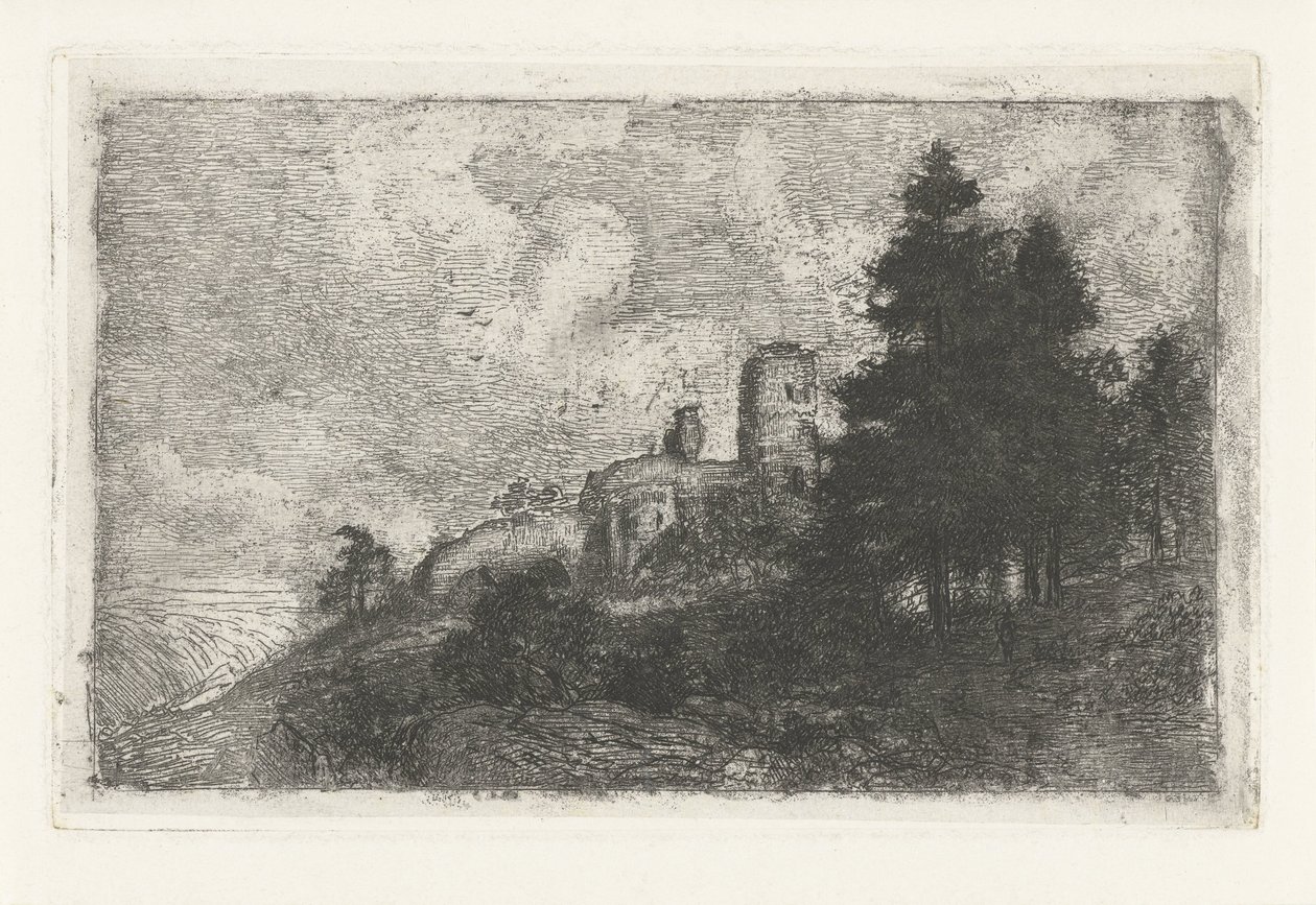 Paesaggio collinare con rovina da Jan Frederik van Deventer