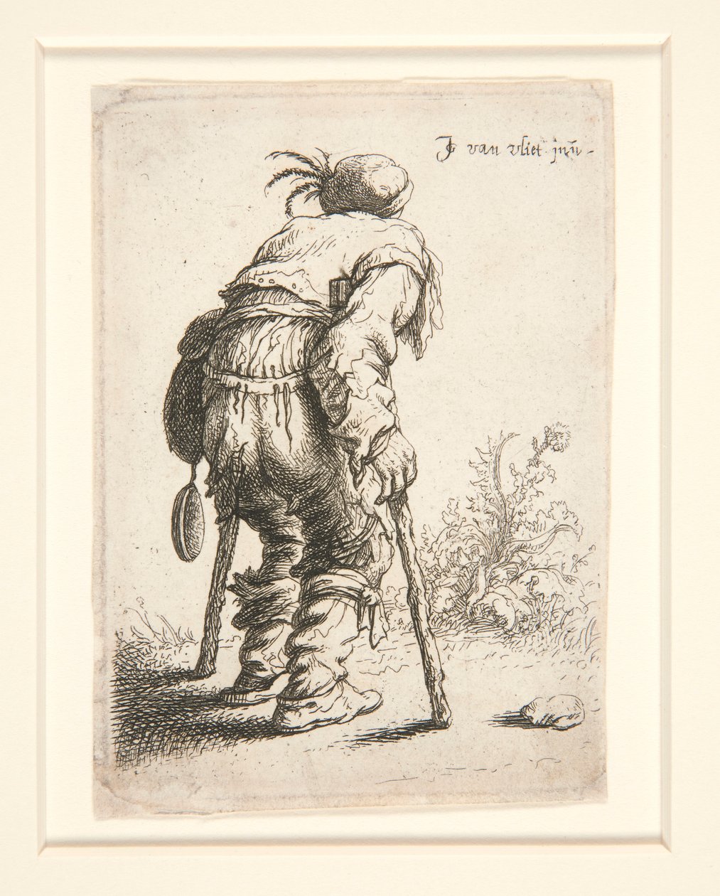 Un mendicante con due stampelle da Jan Georg van Vliet
