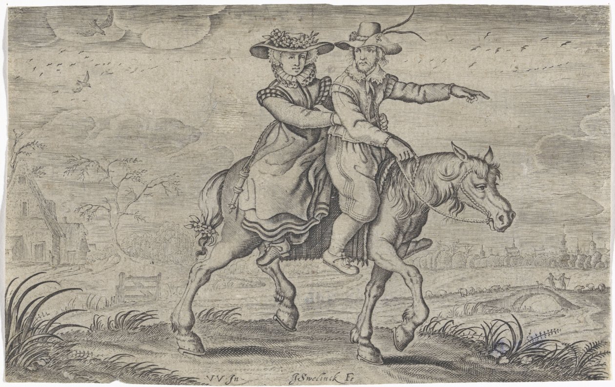 Uomo e donna a cavallo da Jan Gerritsz Swelinck