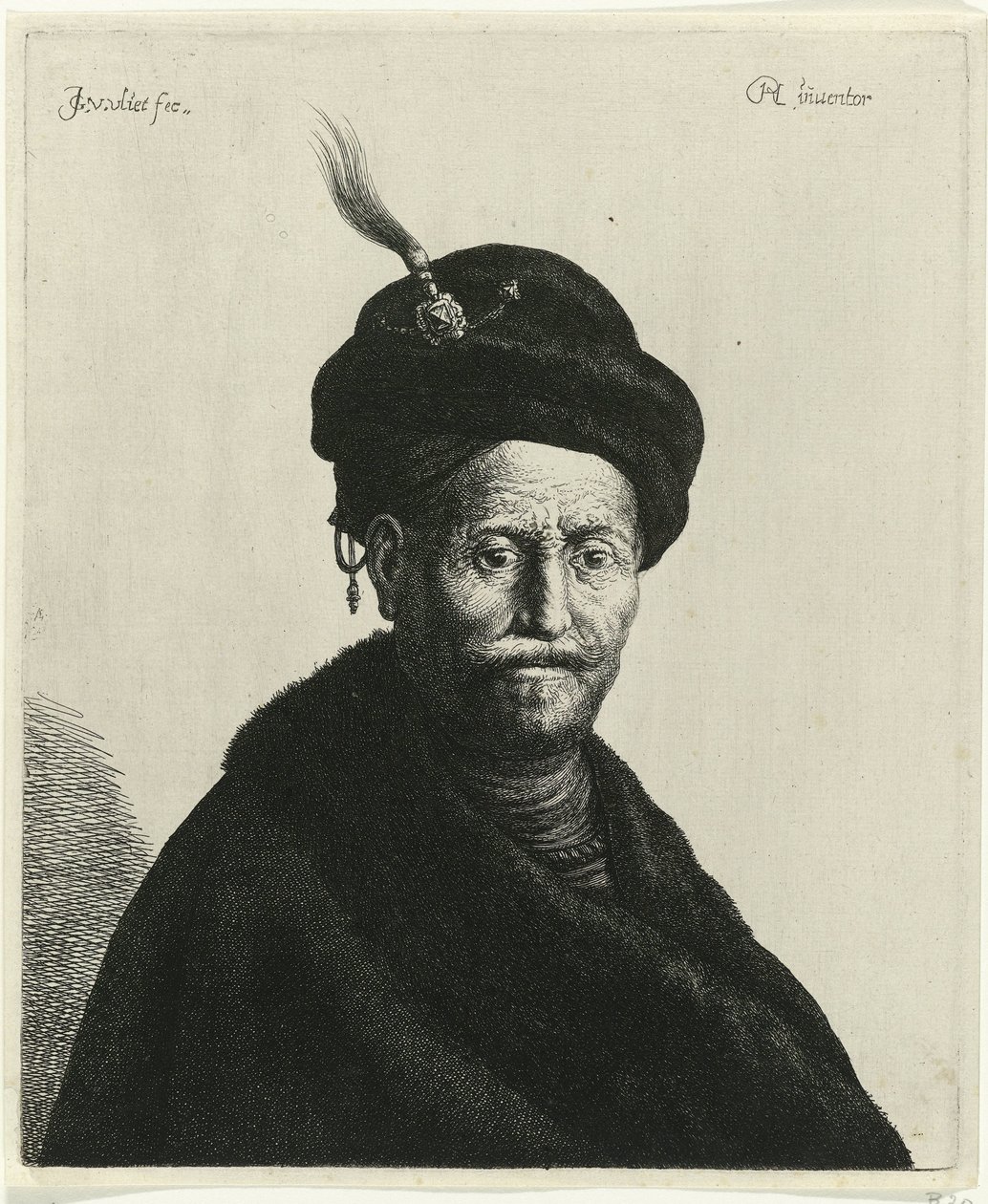 Busto di un uomo con turbante da Jan Gillisz. van Vliet
