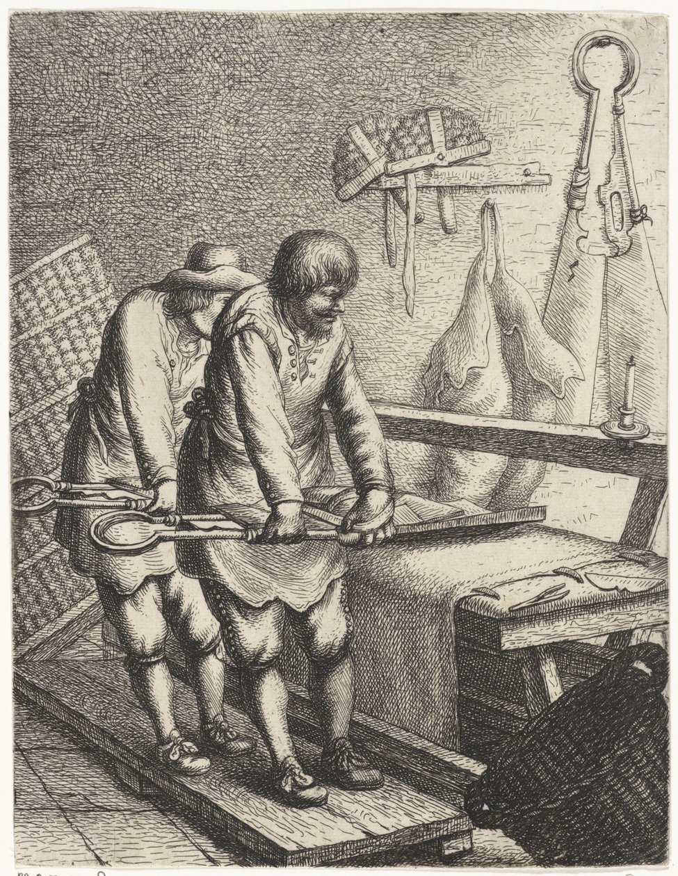 Cimatori di stoffe (serie Beroepen) da Jan Gillisz. van Vliet
