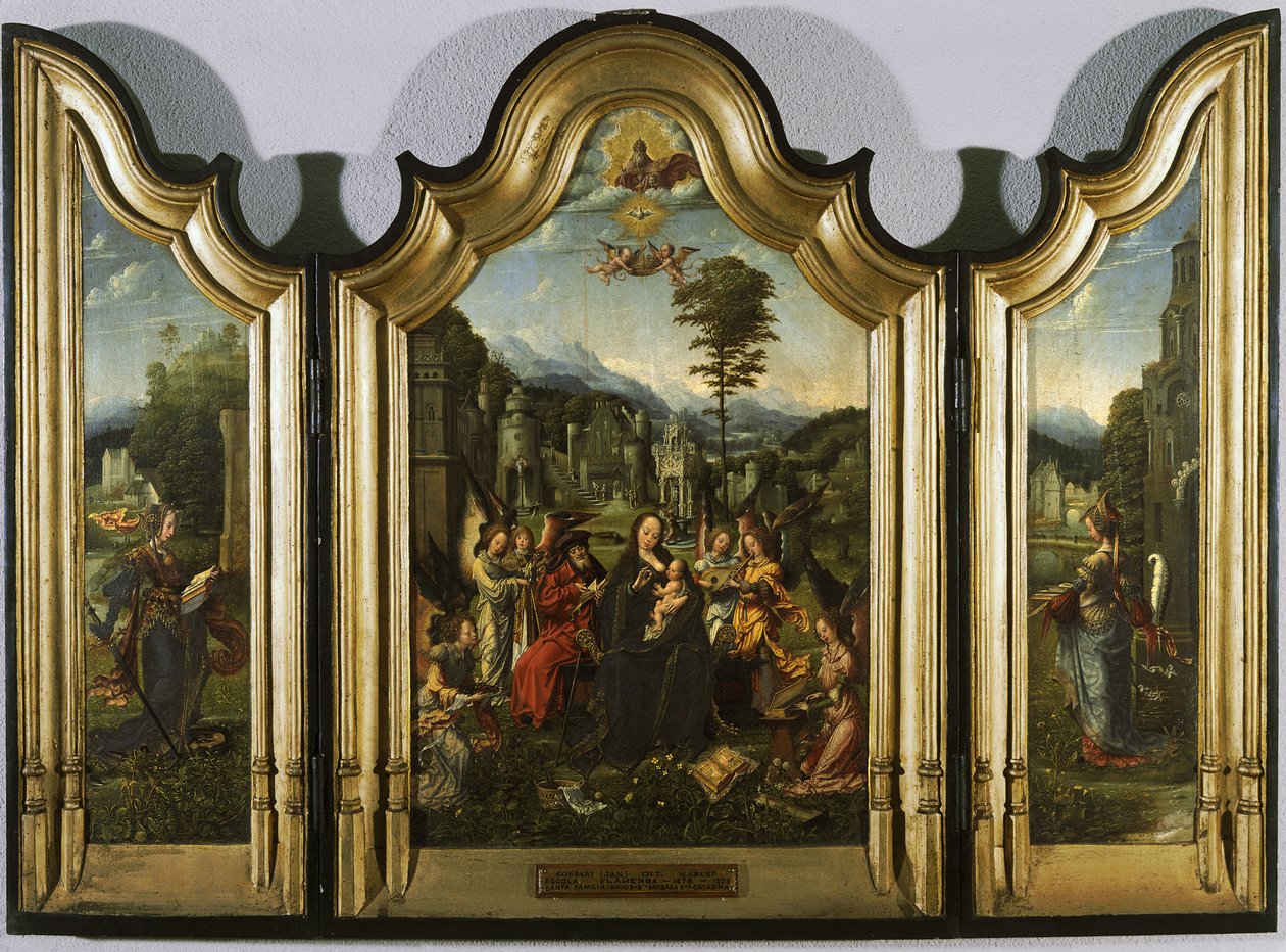 La Sacra Famiglia con Santa Caterina e Santa Barbara Trittico, c. 1505 da Jan Gossaert