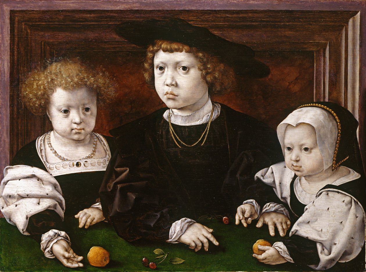 I tre figli di Cristiano II di Danimarca (Dorotea, Giovanni e Cristina da Jan Gossaert