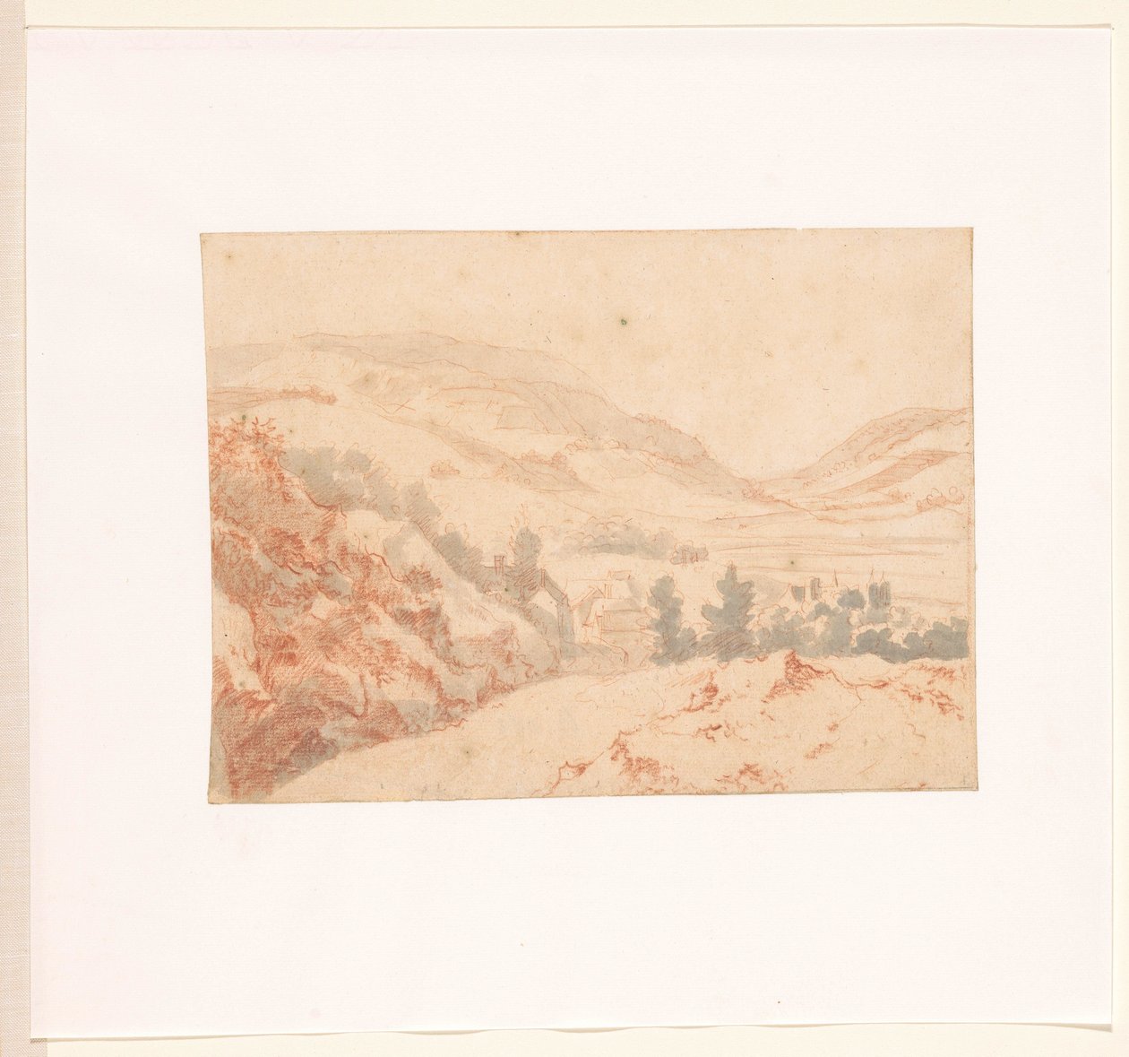 Paesaggio collinare con vista su un villaggio da Jan Griffier (I)