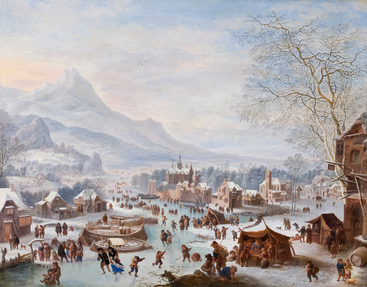 Scena invernale con pattinatori da Jan Griffier I