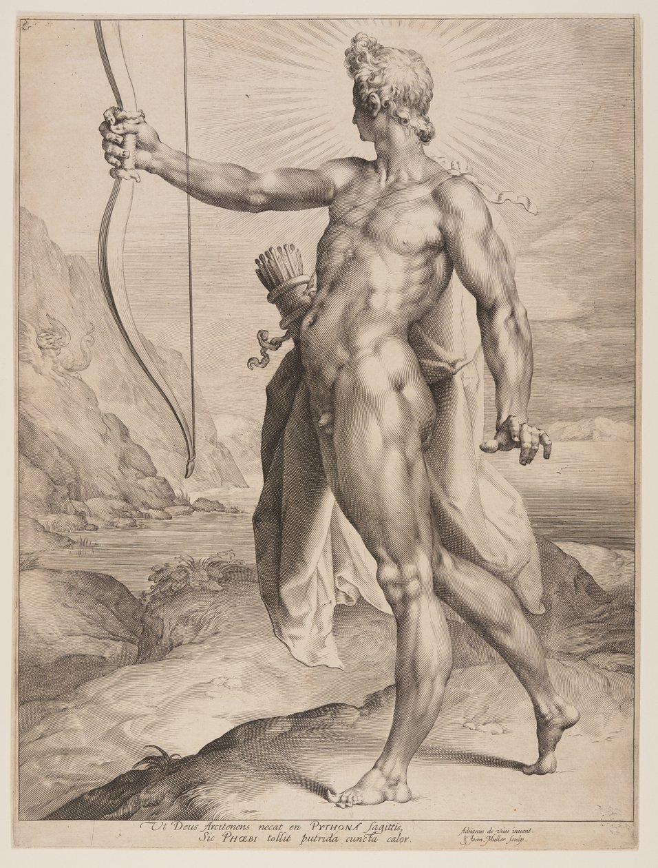 Apollo che uccide il pitone da Jan Harmensz. Muller