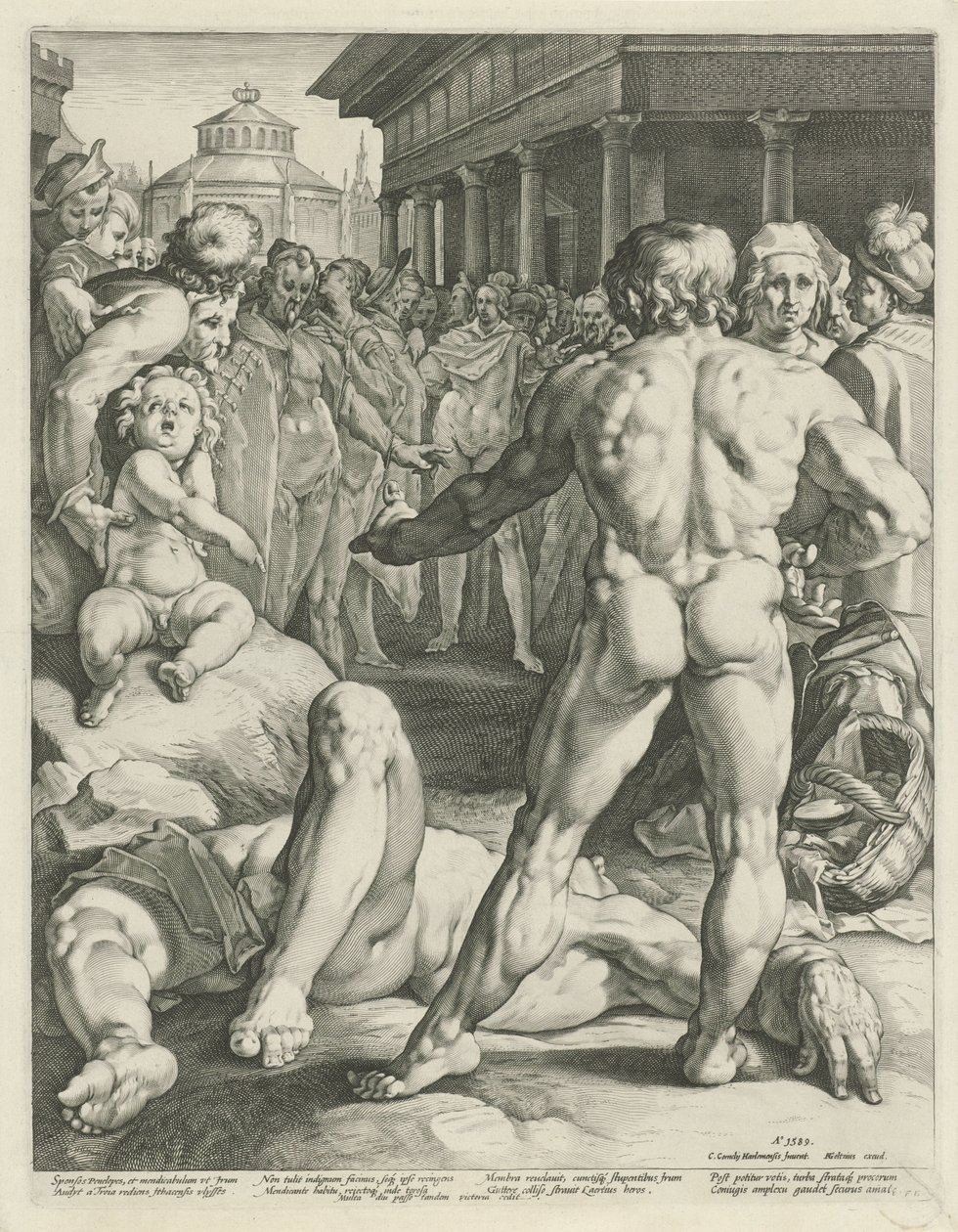 Combattimento tra Ulisse e Iro da Jan Harmensz. Muller