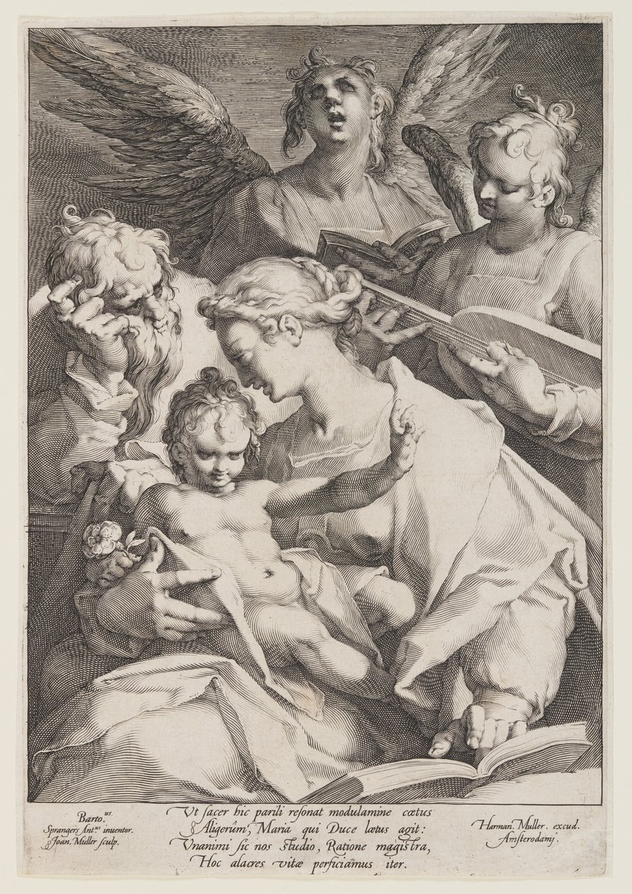 La Sacra Famiglia e due angeli musicanti da Jan Harmensz. Muller