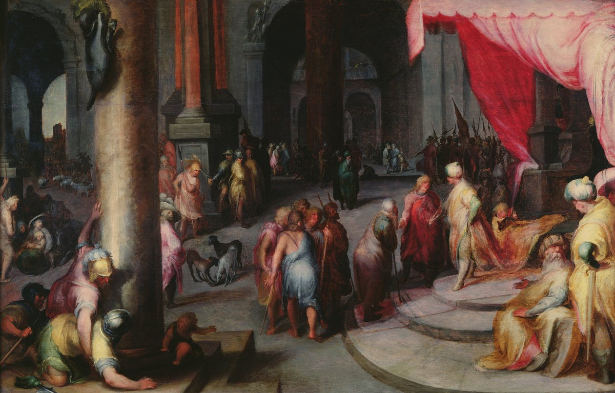 Giuseppe presenta suo padre e i suoi fratelli al Faraone, c.1590 da Jan Harmensz Muller
