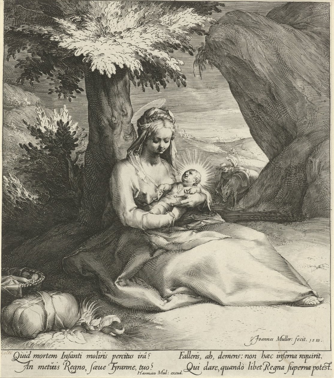 Riposo durante la fuga in Egitto da Jan Harmensz. Muller