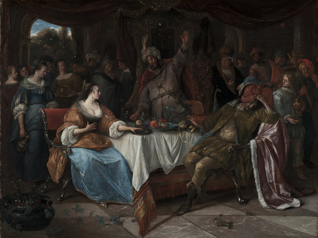 Ester, Assuero e Aman, c.1668 da Jan Havicksz. Steen