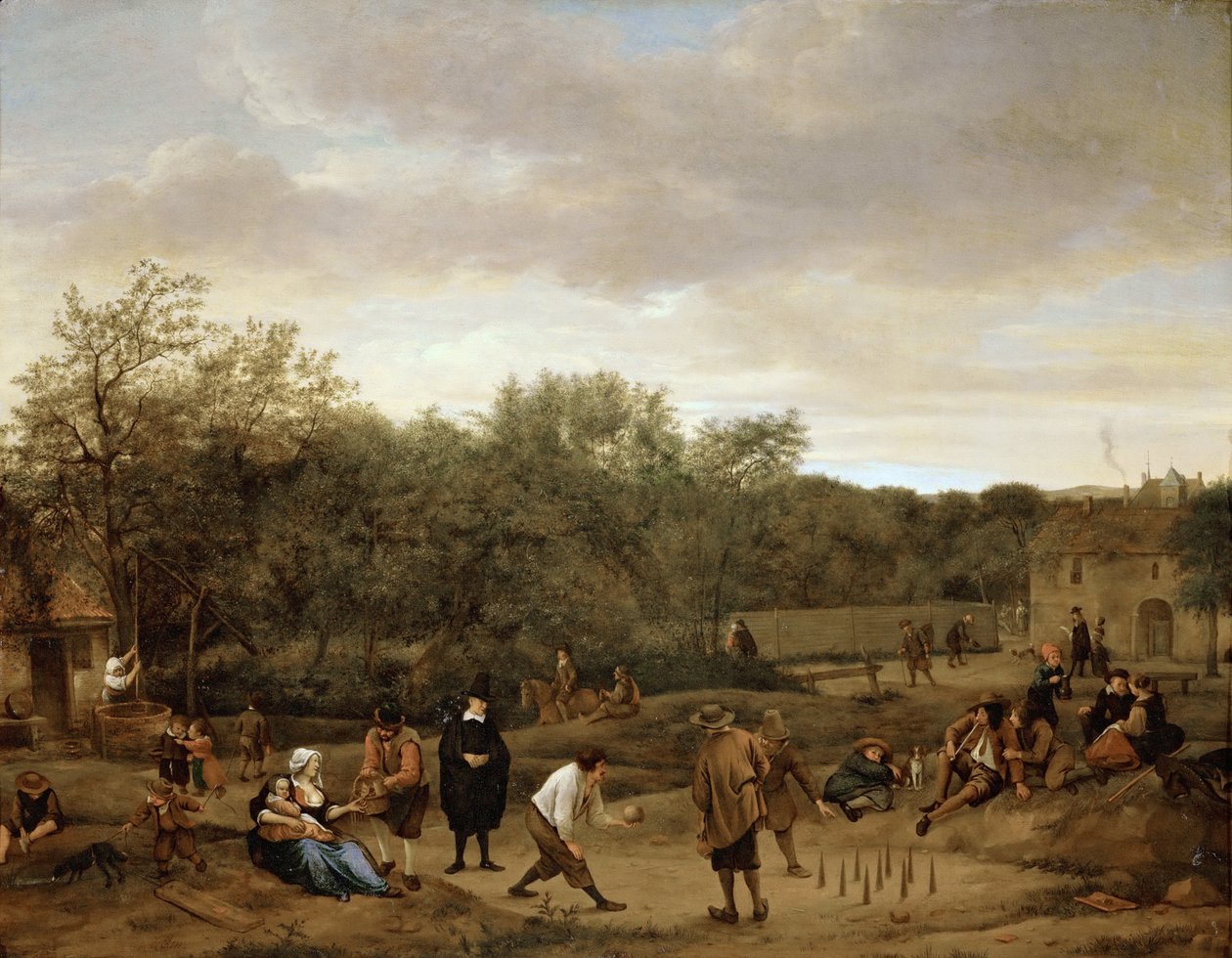 Contadini che giocano a bowling da Jan Havicksz. Steen