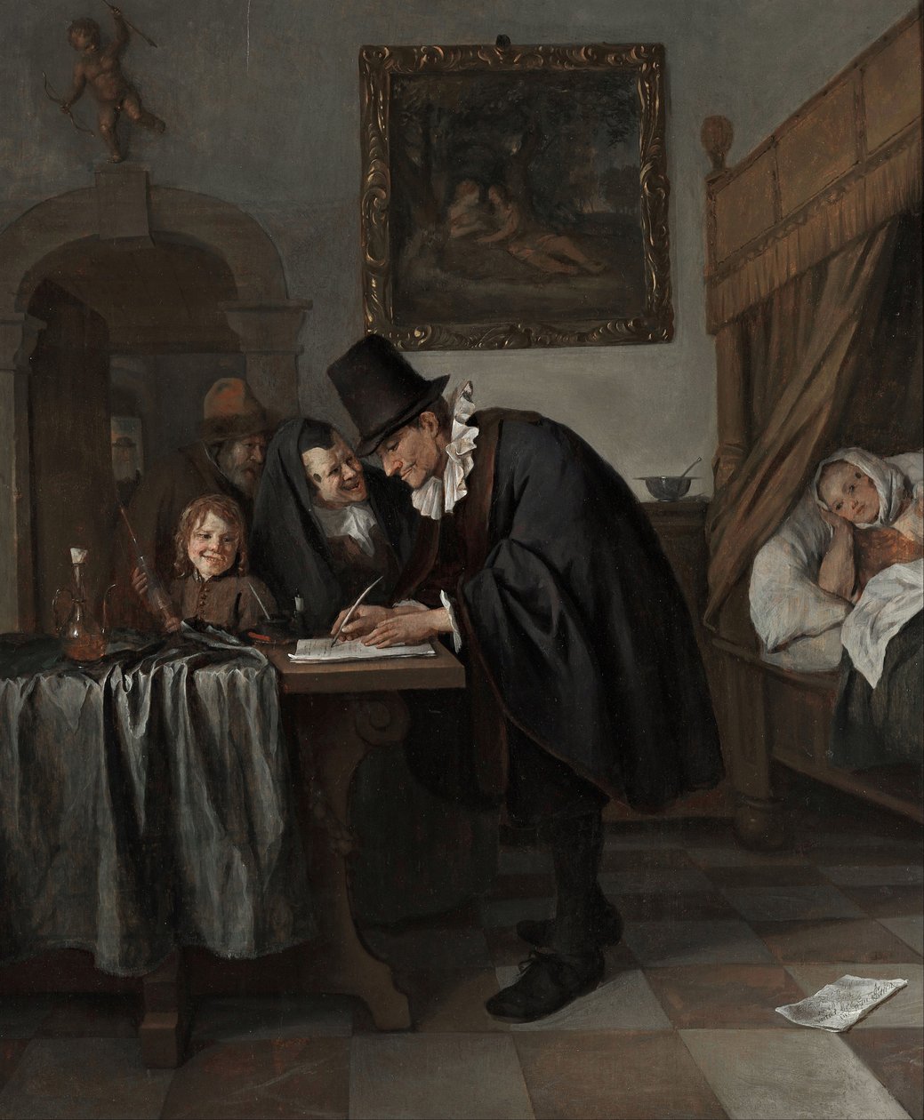 La visita del medico, 1665 circa (olio su tavola) da Jan Havicksz. Steen