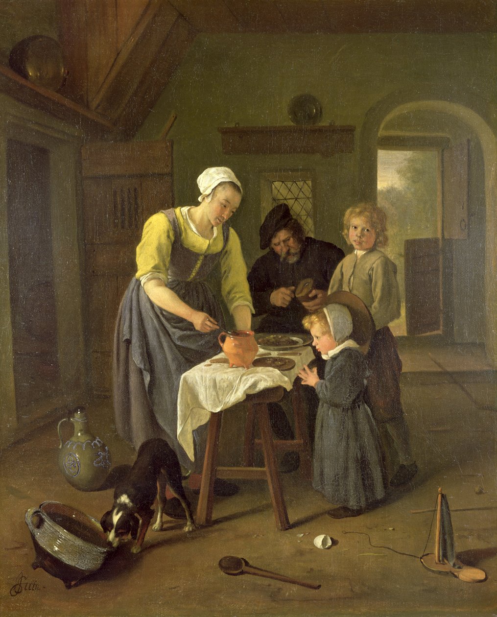 Famiglia di contadini al pasto, c.1665 da Jan Havickszoon Steen