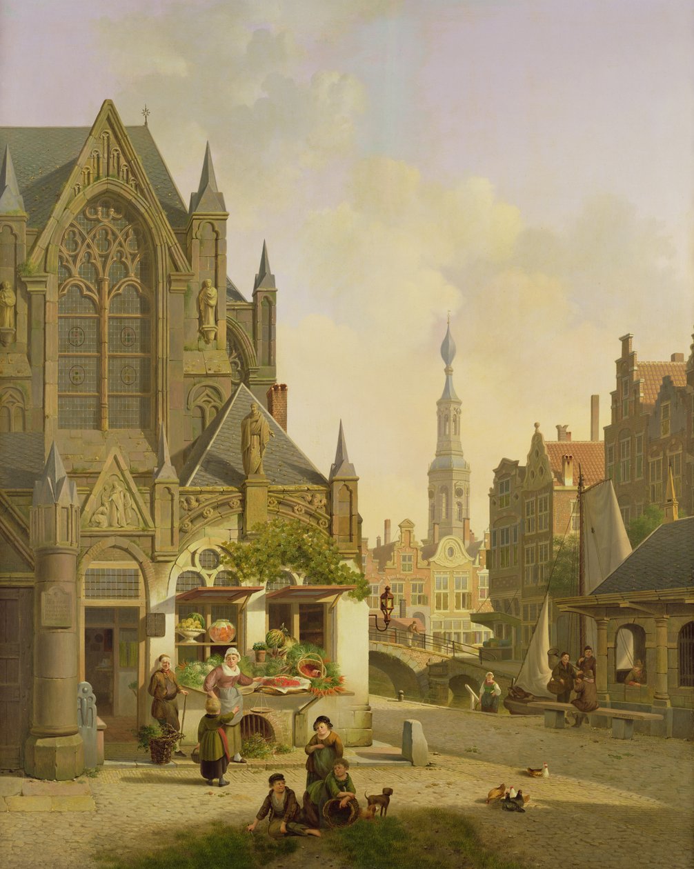 Bancarella di verdure in una città olandese da Jan Hendrik Verheyen