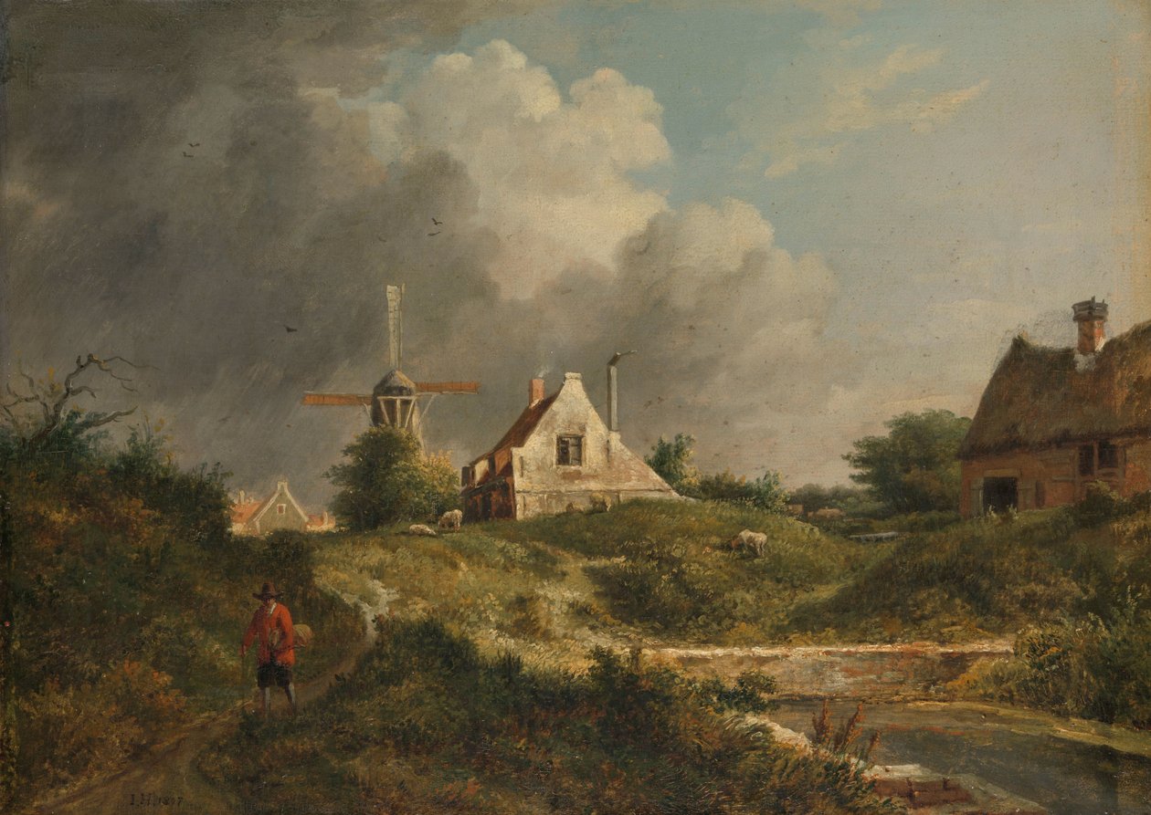 Veduta del muro in rovina ad Amsterdam tra la Muiderpoort e la Weesperpoort da Jan Hulswit